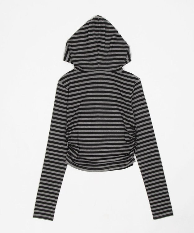 WEGO ヘンリーネックフードロンT グレーボーダー