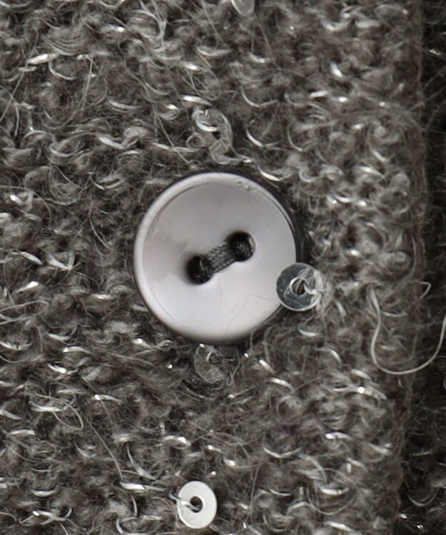 自由区 L 【アンサンブル対応・洗える】スパンコールニット カーディガン チャコール