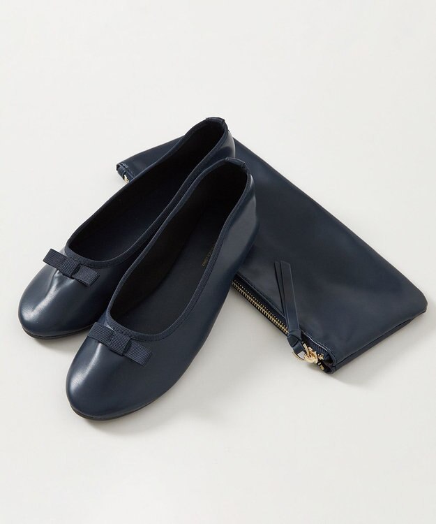 23区 ポーチイン バレエシューズ ネイビー