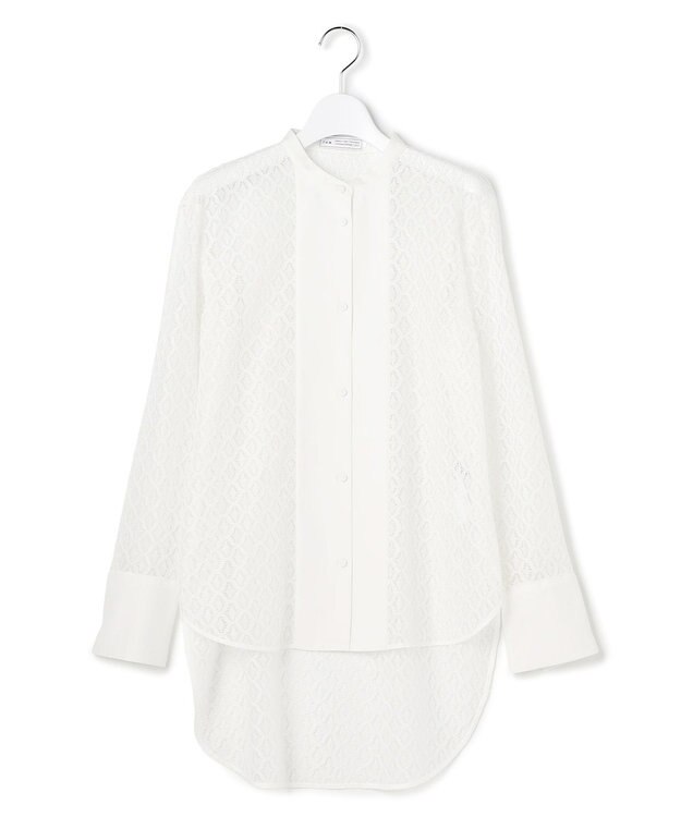 ICB 【WEB＆一部店舗限定】SustainableLace バンドカラー ブラウス オフホワイト系