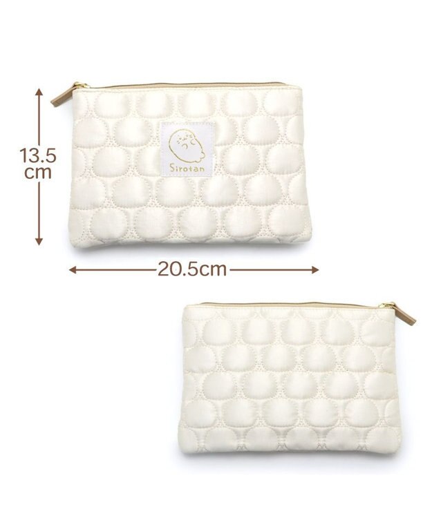 Mother garden しろたん キルティング フラットポーチ 白~オフホワイト