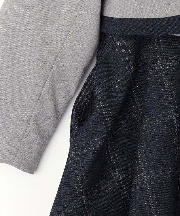 ANY KIDS ボレロ付き ワンピース グレー×ネイビーチェック