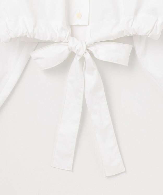 #Newans ウエストリボンショートブラウス ホワイト