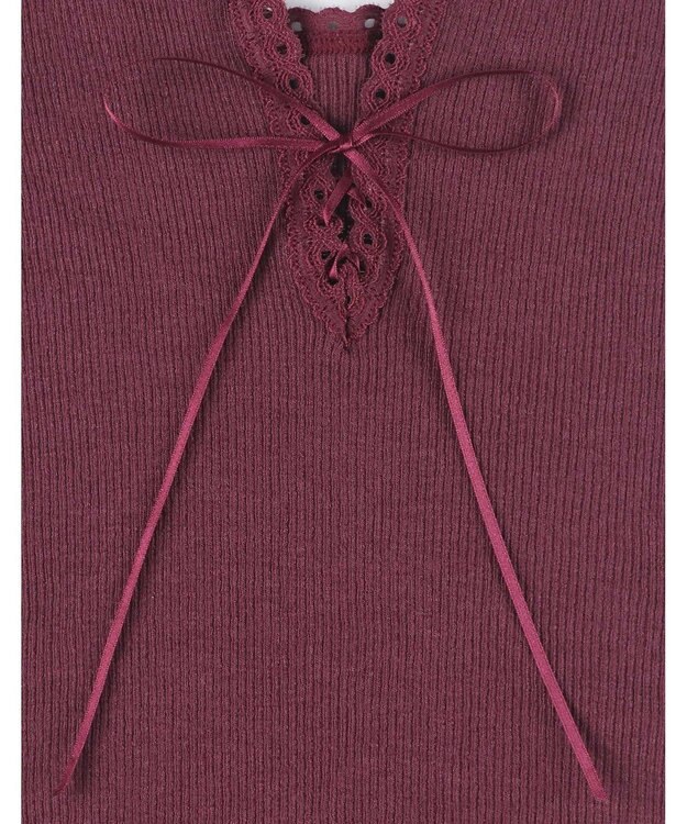 AMPHI あったかインナー 薄手 リブ素材 キャミソール UWF160 アンフィ／ワコール エンジ