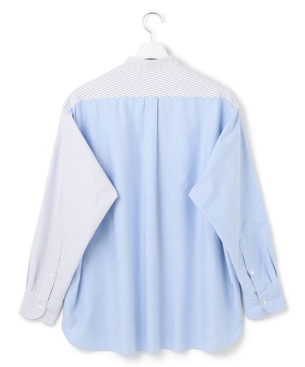 J.PRESS YORK STREET 【UNISEX】オックスフォード クレイジーパターン シャツ/バンドカラー ブルー系8