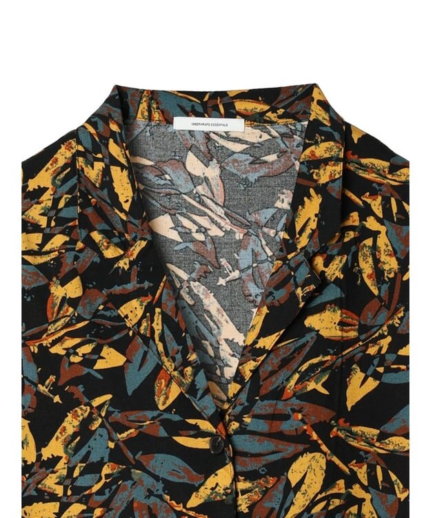 CRAFT STANDARD BOUTIQUE レーヨン柄プリントワイドシャツ Mustard