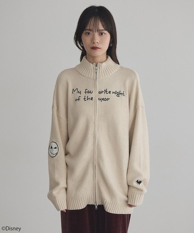 earth music&ecology ナイトメア／ダブルジップニットカーディガン Ecru