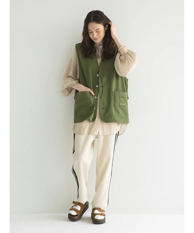 CRAFT STANDARD BOUTIQUE ウ゛ィンテージボイルソデシャーリングチュニック Khaki