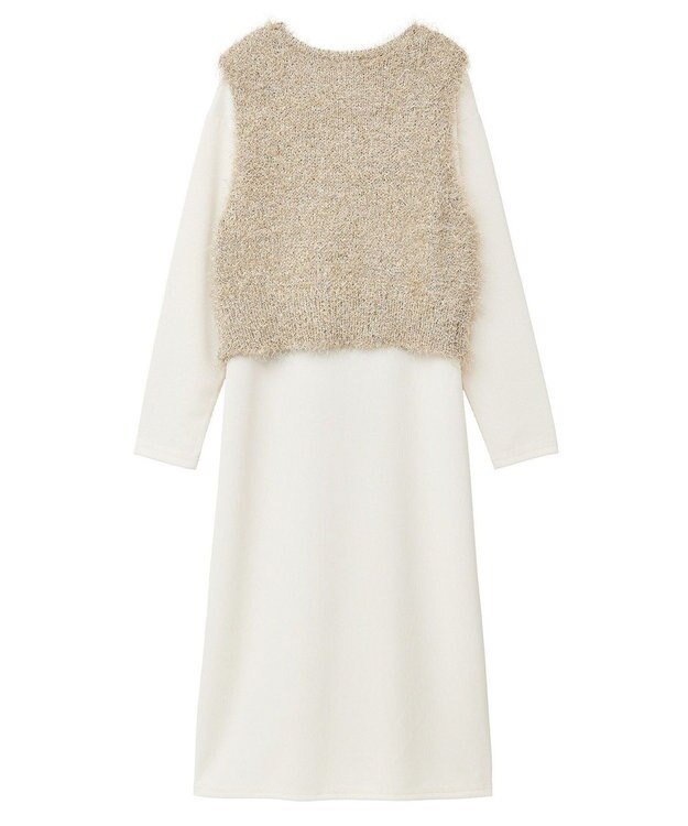 Green Parks ＳＥＴ２点ベスト＋リブワンピース Ivory