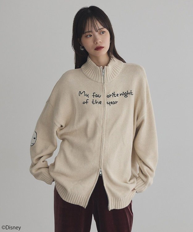 earth music&ecology ナイトメア／ダブルジップニットカーディガン Ecru