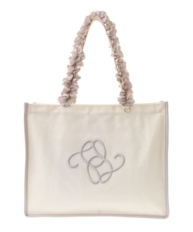 Maison de FLEUR フリルハンドル帆布キャリーオンバッグ Grayish Pink