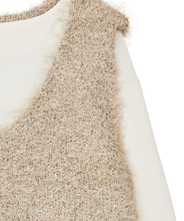 Green Parks ＳＥＴ２点ベスト＋リブワンピース Ivory