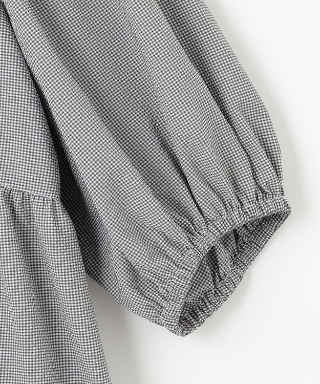 ANY 【WEB限定/洗濯機可】サッカーギャザーペプラムブラウス ギンガム