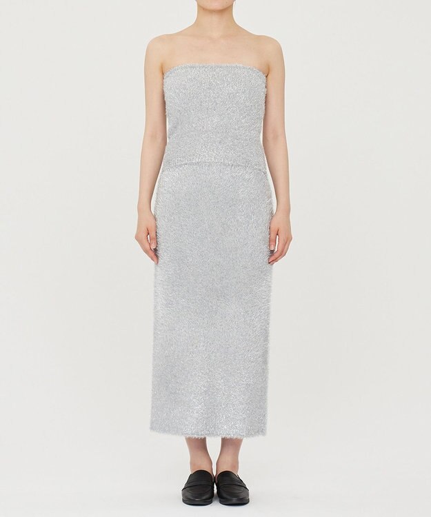 uncrave ラメ シャギー ニット バンドゥ（uncrave STANDARD） シルバー×ライトグレー