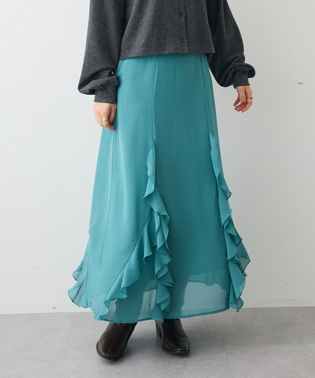 CRAFT STANDARD BOUTIQUE ラッフルロングスカート Blue Green