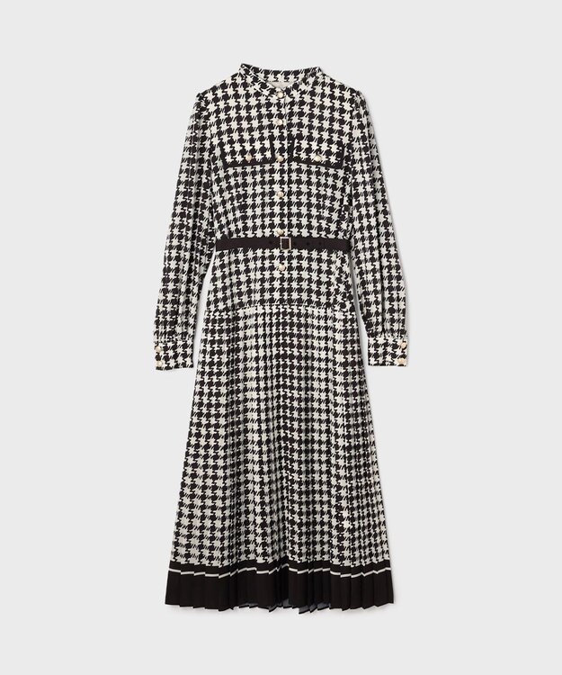 GRACE CONTINENTAL バイカラーチェックプリントワンピース ブラック