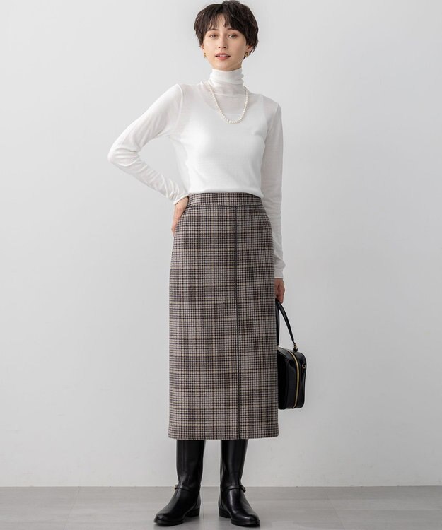 23区 S 【CLASSY.掲載/洗える】スムージーコットン タートルネック ニット ホワイト系