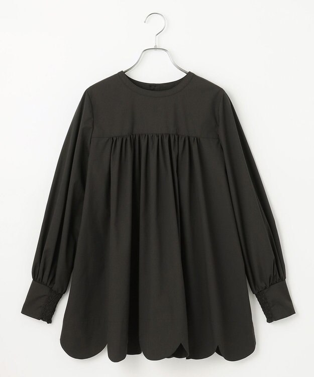 #Newans 【ANSWER for 神戸エレガンス】スカラップヘムチュニックブラウス ブラック系