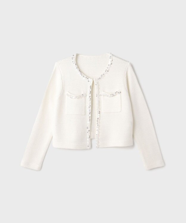 GRACE CONTINENTAL ブレードツイードニットジャケット ホワイト