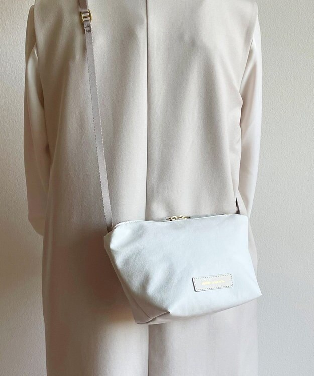 Hekhèr Le Style de Vie 新型追加【日本製 / 汚れにくい】PUコートコットンキャンバス×牛革付属 ショルダーバッグ ホワイト