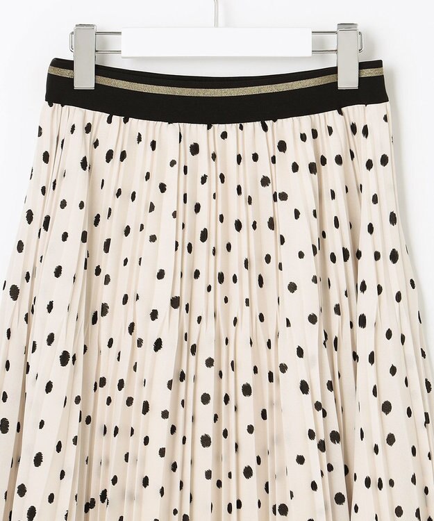 自由区 【セットアップ可】ドットプリント プリーツスカート ベージュ系5