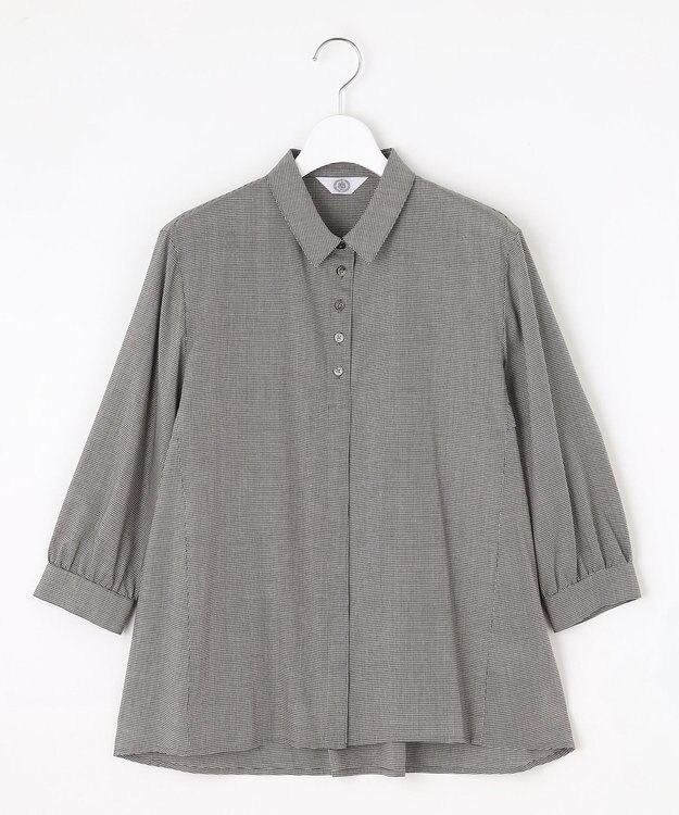 J.PRESS LADIES L 【洗える】ウォッシャブルキュプラツイル シャツ ブラックチェック系