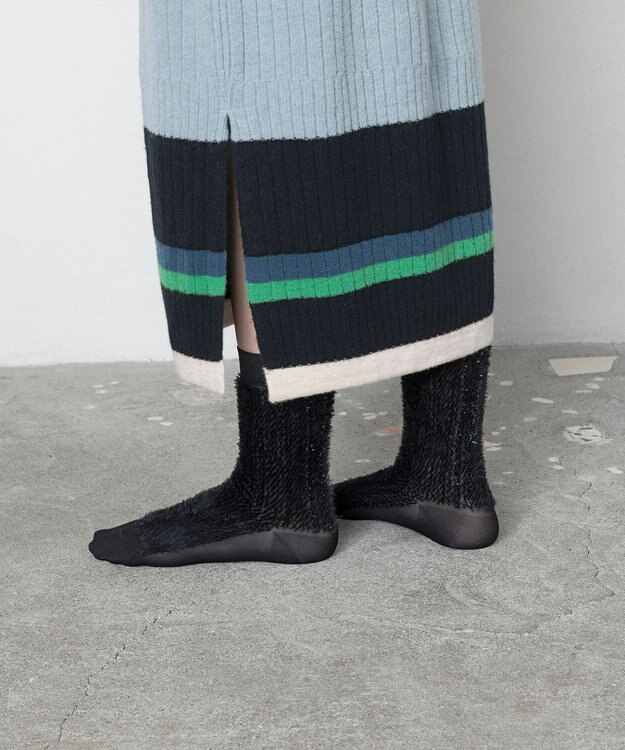 TRICOTE ラメラインファーソックス 99BLACK