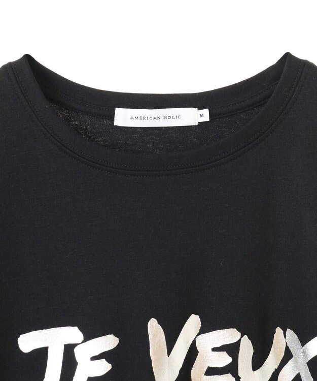 AMERICAN HOLIC ＡＭＩＴＥ’　箔プリントカットプルオーバー Black