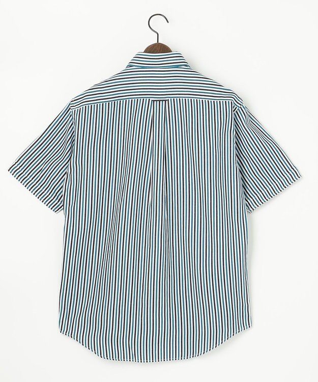 JOSEPH ABBOUD 【イージーケア】ストライプ 半袖シャツ ネイビー系1