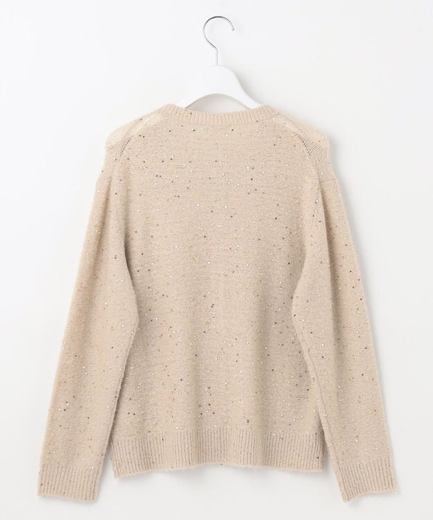 自由区 L 【アンサンブル対応・洗える】スパンコールニット カーディガン ベージュ