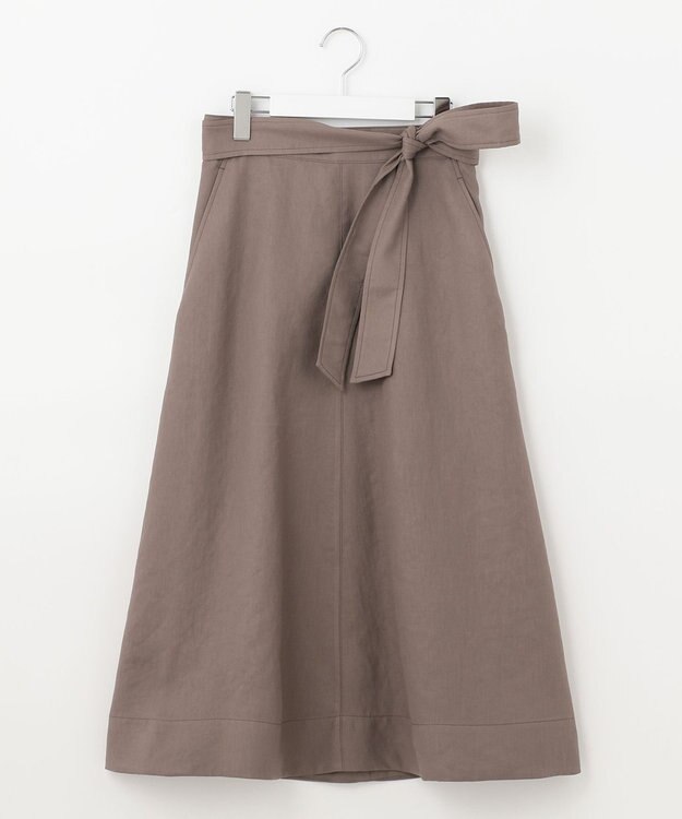 自由区 【接触冷感/セットアップ着用可】トリアセテートツイル フレアスカート ブラウン系