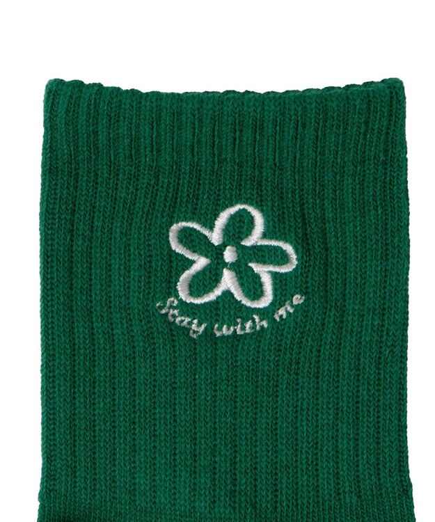 WEGO 底パイル刺繍デザインソックス（丈14㎝） グリーン