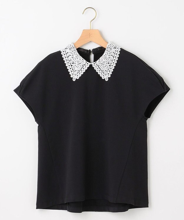 組曲 S 【2WAY】レース襟フレンチテリー カットソー ブラック系