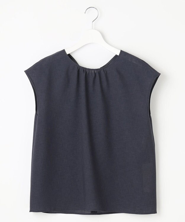 自由区 S 【洗える】ラスティックメッシュバックボウタイ ブラウス ネイビー