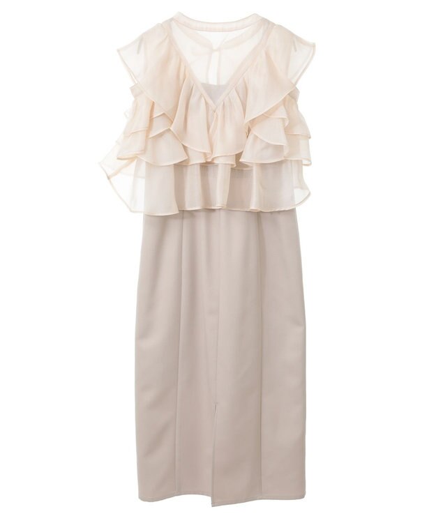 earth music&ecology SET2点フリルボレロ＋ナローワンピース ライトベージュ