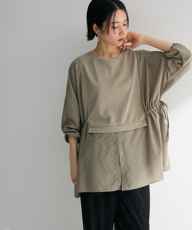 Green Parks 脇リボンドッキングチュニック Khaki