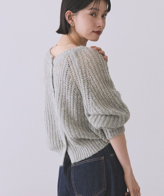 AMERICAN HOLIC 【2WAY】モヘヤ風甘編みカーディガン Gray