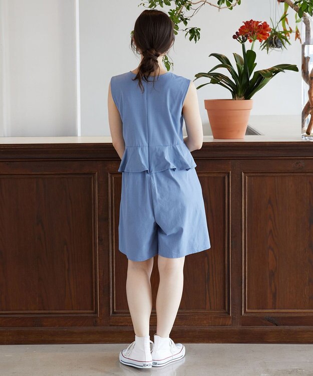 Feroux 【接触冷感・UVカット・吸水速乾】ラッシュガードペプラム オールインワン ブルー系