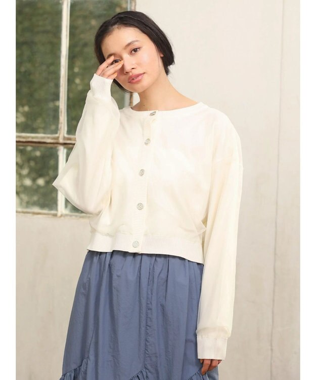 Green Parks ・ＥＬＥＮＣＡＲＥ　ＤＵＥ　２ｗａｙチュールレイヤーカーデ Off White