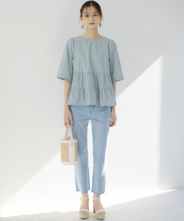 組曲 ミッドデニム パンツ ブリーチインディゴ系