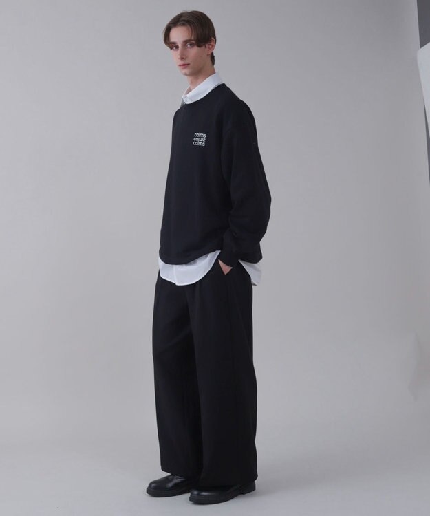 WEGO 【ユニセックス着用ITEM】ショートドロストワンポイント刺繍プルオーバー ブラック