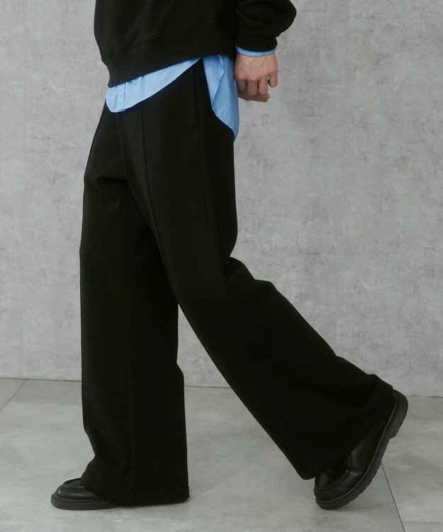 WEGO 【ウエストゴム】スウェットフレアパンツ ブラック