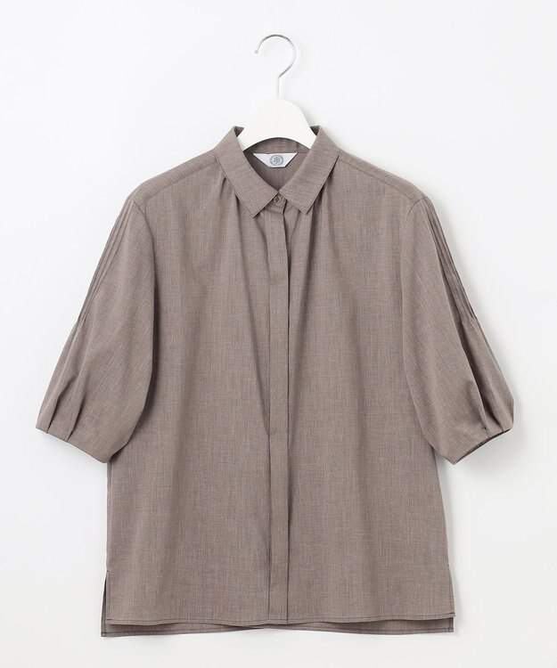 J.PRESS LADIES 【洗える】ラミーポプリン シャツ ブラウス ブラウン系