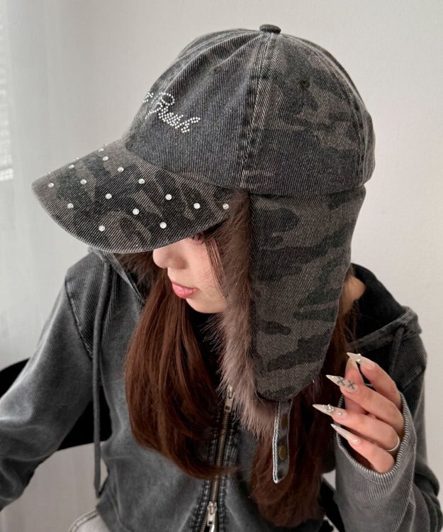 WEGO ラインストーンドッグイヤーキャップ 柄1