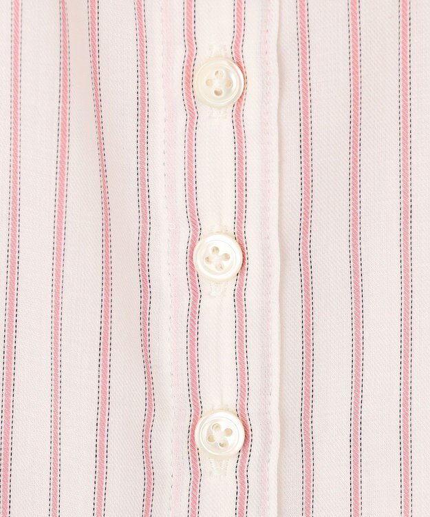 J.PRESS LADIES L 【洗える】ウォッシャブルキュプラツイル シャツ ホワイト×ピンク系