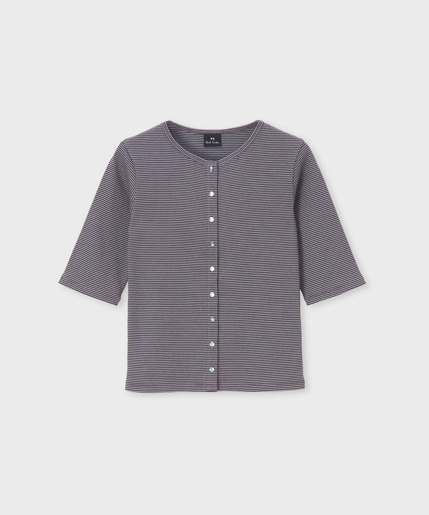 Paul Smith ボーダー ハーフスリーブ カーディガン ボルドー