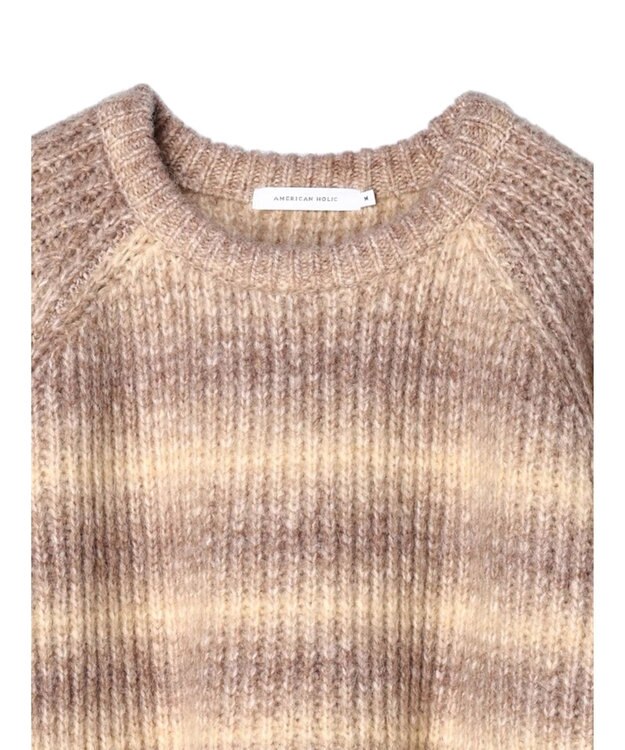 AMERICAN HOLIC グラデーションラグランニットプルオーバー Beige