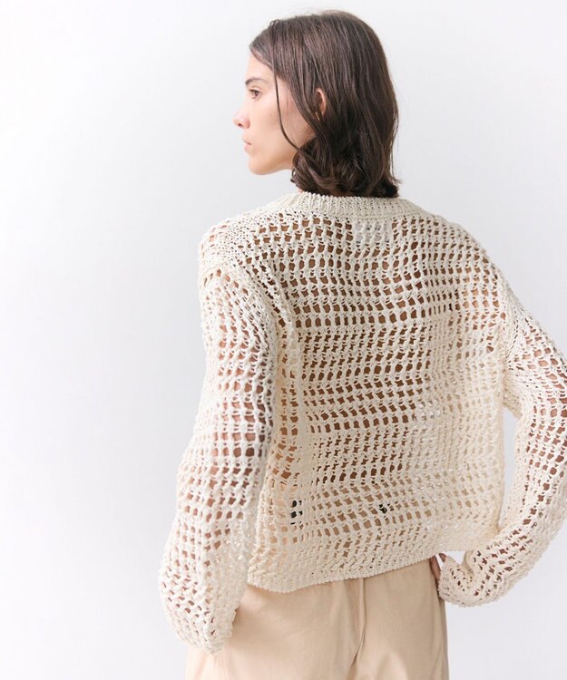 BEIGE， UVITE / コットンメッシュクロップドニット Ecru
