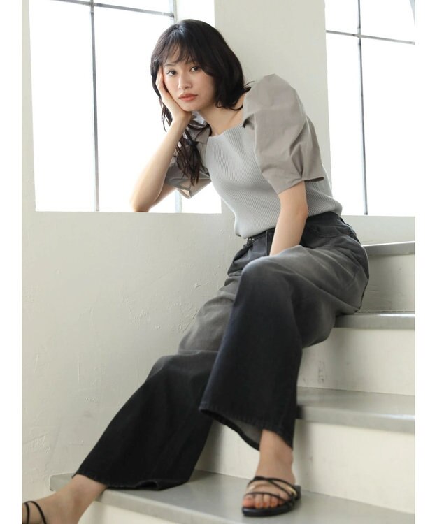 Green Parks ・ＡＮＤ　ＳＥＡＲＣＨ　布帛スリーブニットプルオーバー Gray