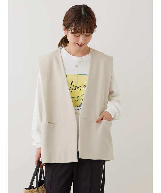 AMERICAN HOLIC 丈違いニュアンスベスト Light Beige